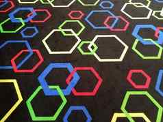 黑色的地毯地毯色彩斑斓的六角形状