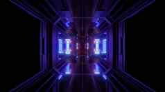 未来主义的科幻小说隧道走廊插图背景