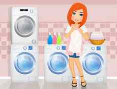 女孩洗机洗衣产品
