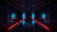 没完没了的未来主义的科幻科幻小说隧道走廊空间机库插图背景壁纸