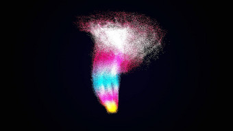 色彩斑斓的粒子龙卷风黑色的空间权力捻线机渲染电脑生成背景
