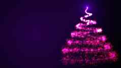 简单的圣诞节树螺旋闪亮的粒子空间渲染背景快乐假期