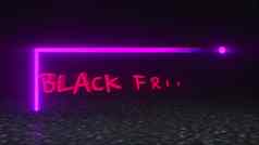 电脑生成的背景霓虹灯横幅黑色的星期五呈现发光的霓虹灯文本框架旋转广告板