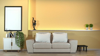 现代Zen室内沙发绿色植物灯装饰