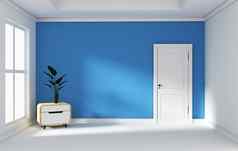蓝色的房间美丽的房间空房间现代明亮的室内