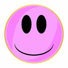 粉红色的微笑脸按钮孤立的