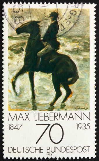 邮资邮票德国骑马海岸马克斯利伯曼