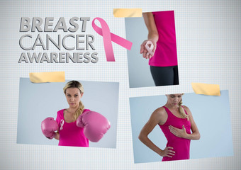 乳房癌症<strong>意识</strong>文本乳房癌症<strong>意识</strong>照片拼贴画