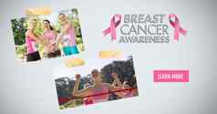 学习按钮文本乳房癌症意识照片拼贴画