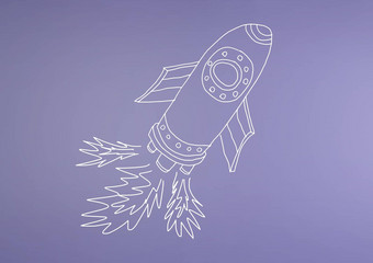<strong>手绘火箭</strong>紫色的墙