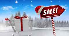 出售文本礼物购物电车木路标圣诞节冬天景观圣诞老人