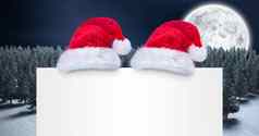 圣诞老人帽子董事会冬天雪景观