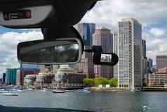 行车记录仪车相机视图波士顿天际线美国