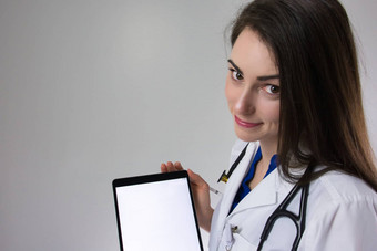 医疗保健专业教学查看器平板电脑女医生护士平板电脑健康教育