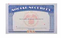 空白美国社会安全卡孤立的白色背景