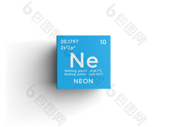 霓虹灯高贵的气体化学元素mendeleev的周期表