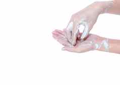 女人洗手肥皂泡沫水手清洁好