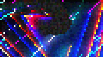 电脑生成的位效果色彩斑斓的像素化背景呈现