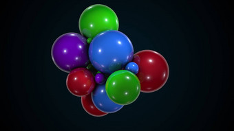 群色彩斑斓的混乱的球体电脑生成的摘要形式<strong>大小</strong>球呈现背景
