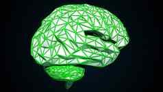 人类大脑形成结合彩色的三角形电脑生成的呈现数字人工情报大脑多边形