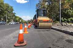 橙色路视锥细胞保护重轮压实工具边缘城市街路