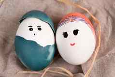 快乐复活节可爱的男孩女孩有机复活节鸡蛋复活节胡里节