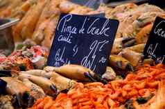 海鲜市场摊位罗谢尔法国