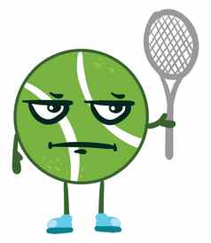 愤怒的网球球插图向量白色背景