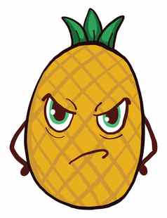 愤怒的菠萝插图向量白色背景