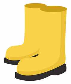 黄色的雨靴子插图向量白色背景