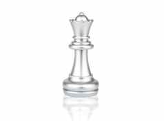 银女王国际象棋块战斗孤立的白色使用