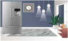 模拟插图现实的冰箱奢侈品房间视图