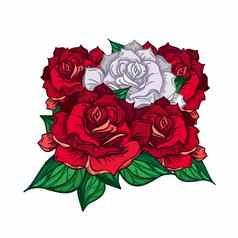 手画婚礼玫瑰花束