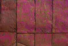 生锈的锡表拼接而成墙纹理平背景剥剩饭剩菜粉红色的油漆