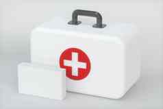 医疗工具包紧急医疗设备白色背景呈现