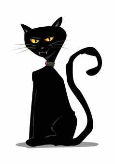 神秘的万圣节黑色的猫