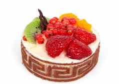 低热量的水果蛋糕孤立的白色背景