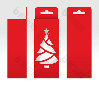 挂<strong>红色</strong>的<strong>盒子</strong>窗口圣诞节树形状减少包装模板空白空<strong>盒子红色</strong>的纸板礼物<strong>盒子红色</strong>的卡夫包纸箱