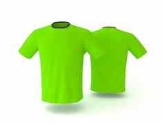 绿色t恤模板孤立的背景男人的现实的t恤模型渲染
