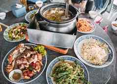 特写镜头中国人食物表格餐厅