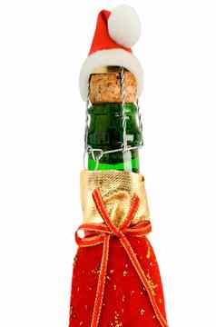 圣诞老人老人红色的他香槟瓶圣诞老人圣诞节