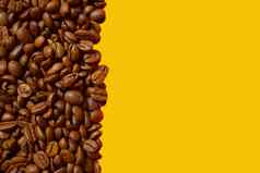 纹理咖啡豆子烤咖啡豆子背景关闭咖啡豆子复制空间橙色背景