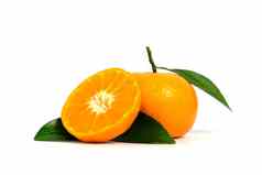 一半切片生柑橘类中国孤立的水果白色背景