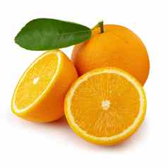 新鲜的切片橙子橙色水果孤立的白色