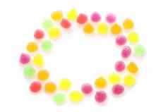 色彩斑斓的果冻糖果孤立的白色背景