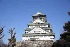 大阪城堡蓝色的天空日本城堡