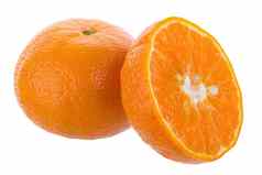一半橙色水果白色背景新鲜的多汁的