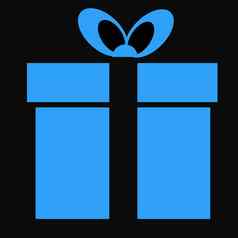 礼物盒子图标黑色的背景平风格礼物盒子图标