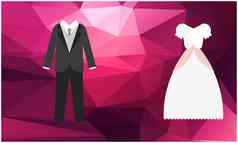 模拟插图夫妇婚礼衣服摘要背景