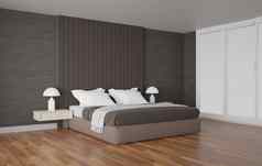 现代卧室概念床上现代极简主义风格